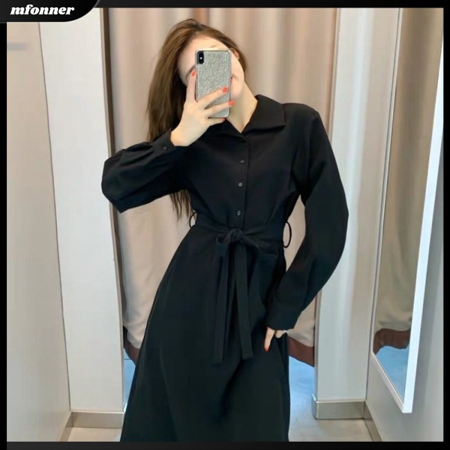 Đầm Dài Tay Màu Trơn Thiết Kế Đơn Giản Thanh Lịch Thời Trang Dành Cho Nữ
