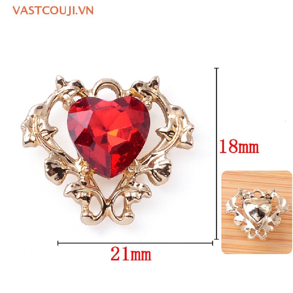 Set 5 Mặt Vòng cổ Hình Trái Tim Rỗng Bằng Hợp Kim Màu Vàng Kích Thước 18 * 21mm DIY