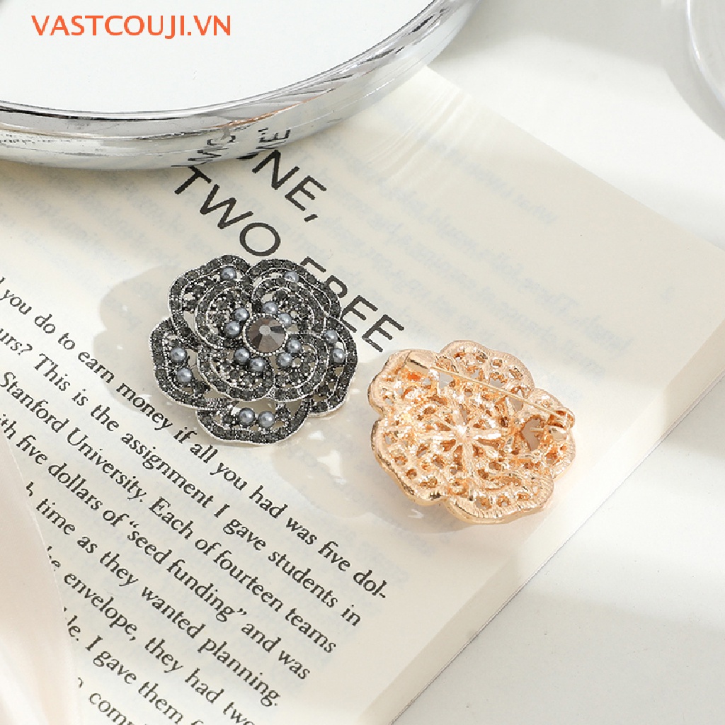 Ghim Cài Áo Hình Hoa Trà Đính Đá Zircon Chống Ánh Sáng