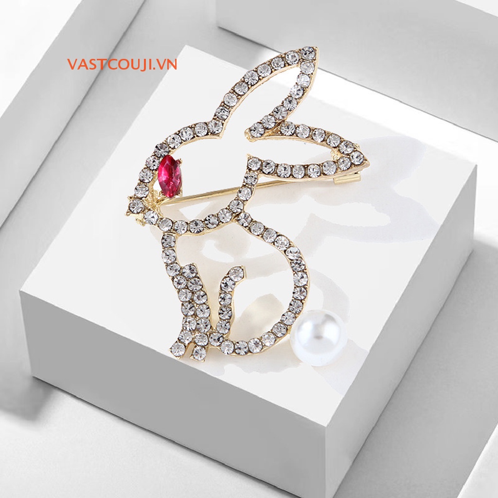 Ghim Cài Áo Hình Thỏ Đính Đá Thời Trang Dành Cho Nữ