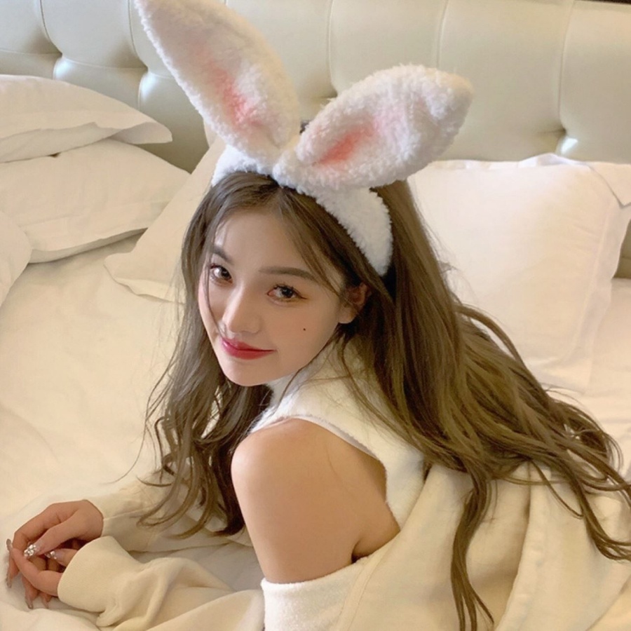 Băng Đô Cài Tóc Co Giãn Hình Thỏ Hoạt Hình Dễ Thương Cho Bé Gái