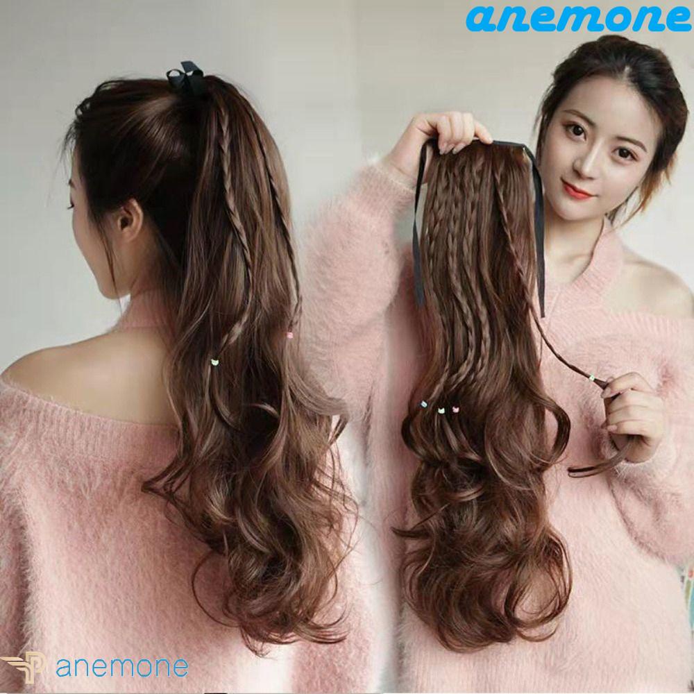 Tóc Giả Đuôi Ngựa Xoăn Dài Màu Đen Dễ Thương Dành Cho Nữ