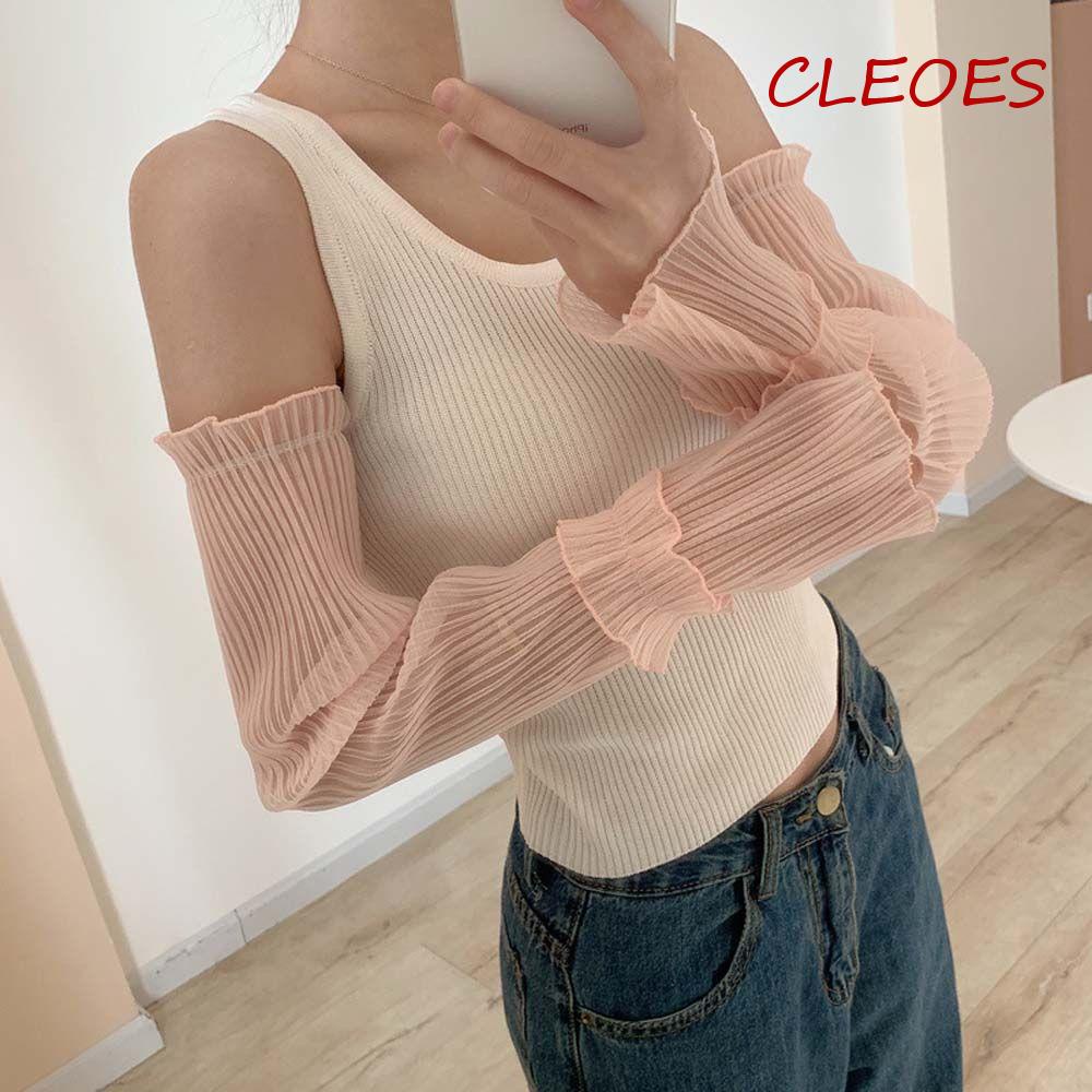 Găng Tay Ren Dài Hở Ngón Bảo Vệ Chống Tia UV Khi Lái Xe