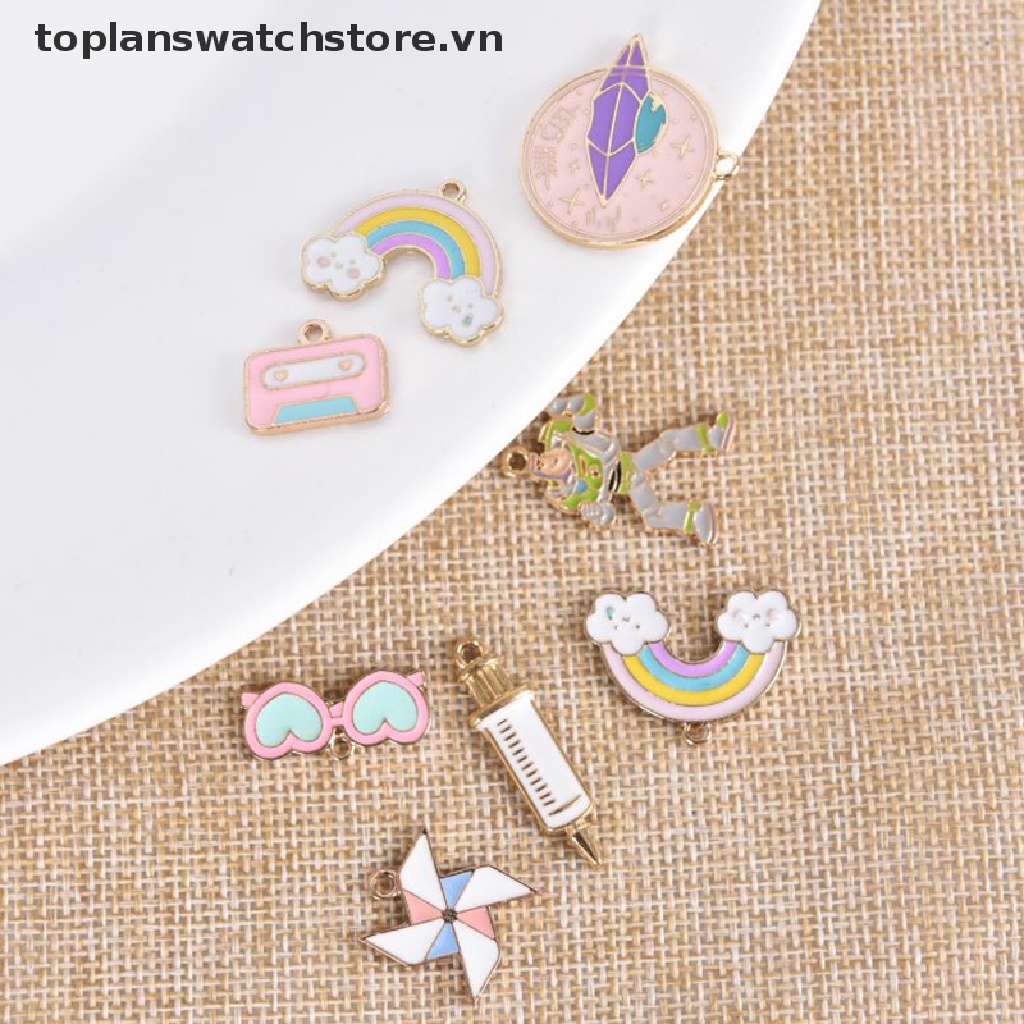 Set 10 Mặt Dây Chuyền Hình Cối Xay Gió Tráng Men DIY