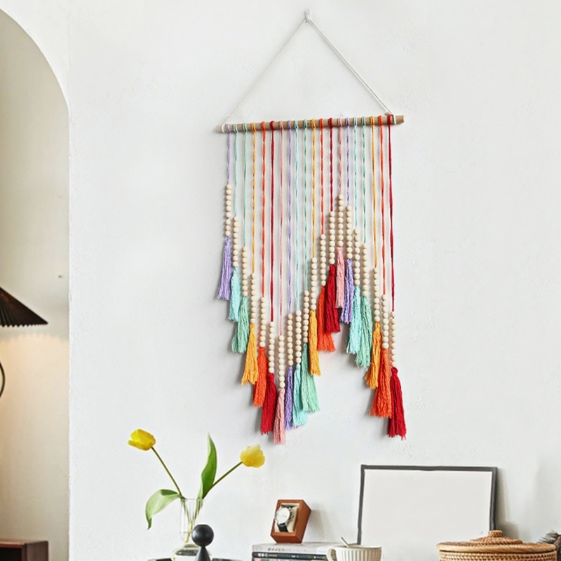 Thảm Treo Tường Phối Tua Rua Nhiều Màu Nghệ Thuật