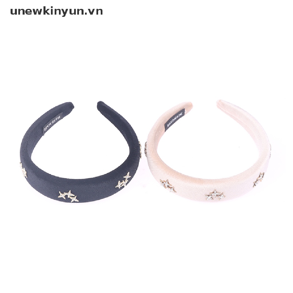 Băng Đô Nhung Đen Đính Đá Lấp Lánh Phong Cách Retro Cho Nữ