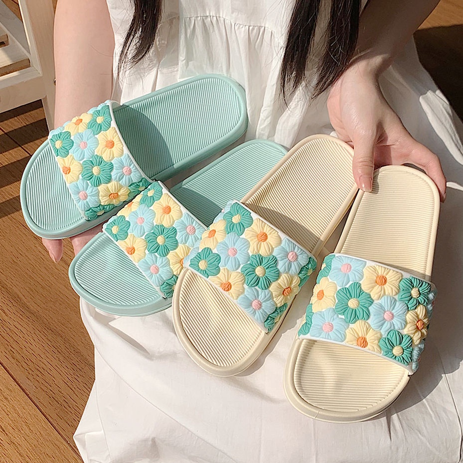 【EVEANOBQY】Dép Sandal Đế Mềm Họa Tiết Hoa Thời Trang Mùa Hè Phong Cách Nhật Bản Cho Nữ