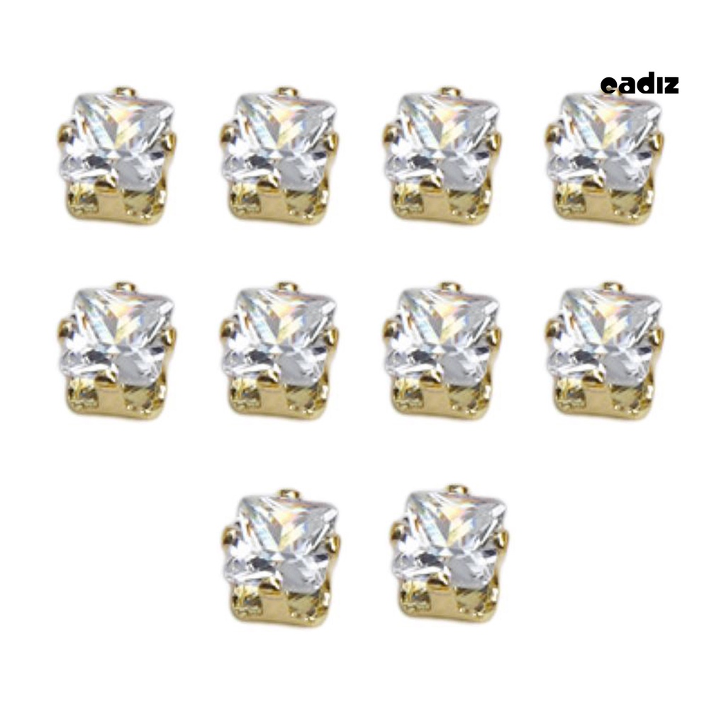 Set 10 Miếng Dán Móng Vuốt Đính Đá Zircon Chống Trầy Chống Rơi Dễ Dán