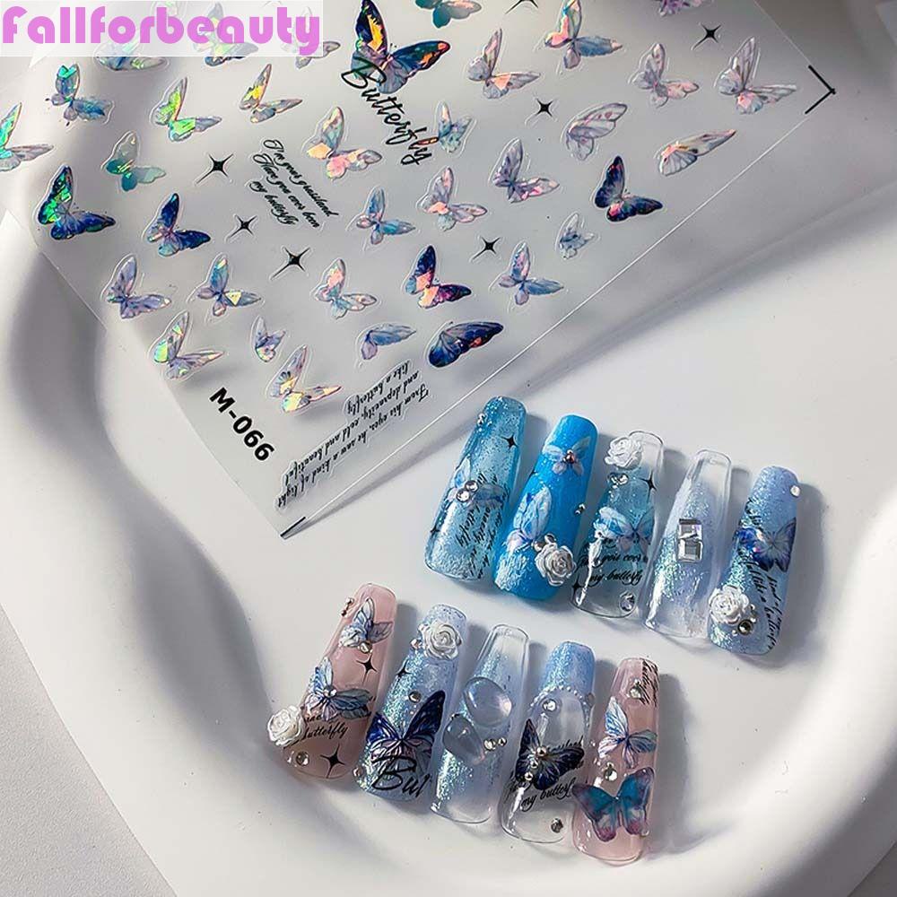 Miếng Dán Trang Trí Móng Tay Tự Dính Họa Tiết Cánh Bướm Mặt Trăng Màu Đồng Phong Cách Bohemia