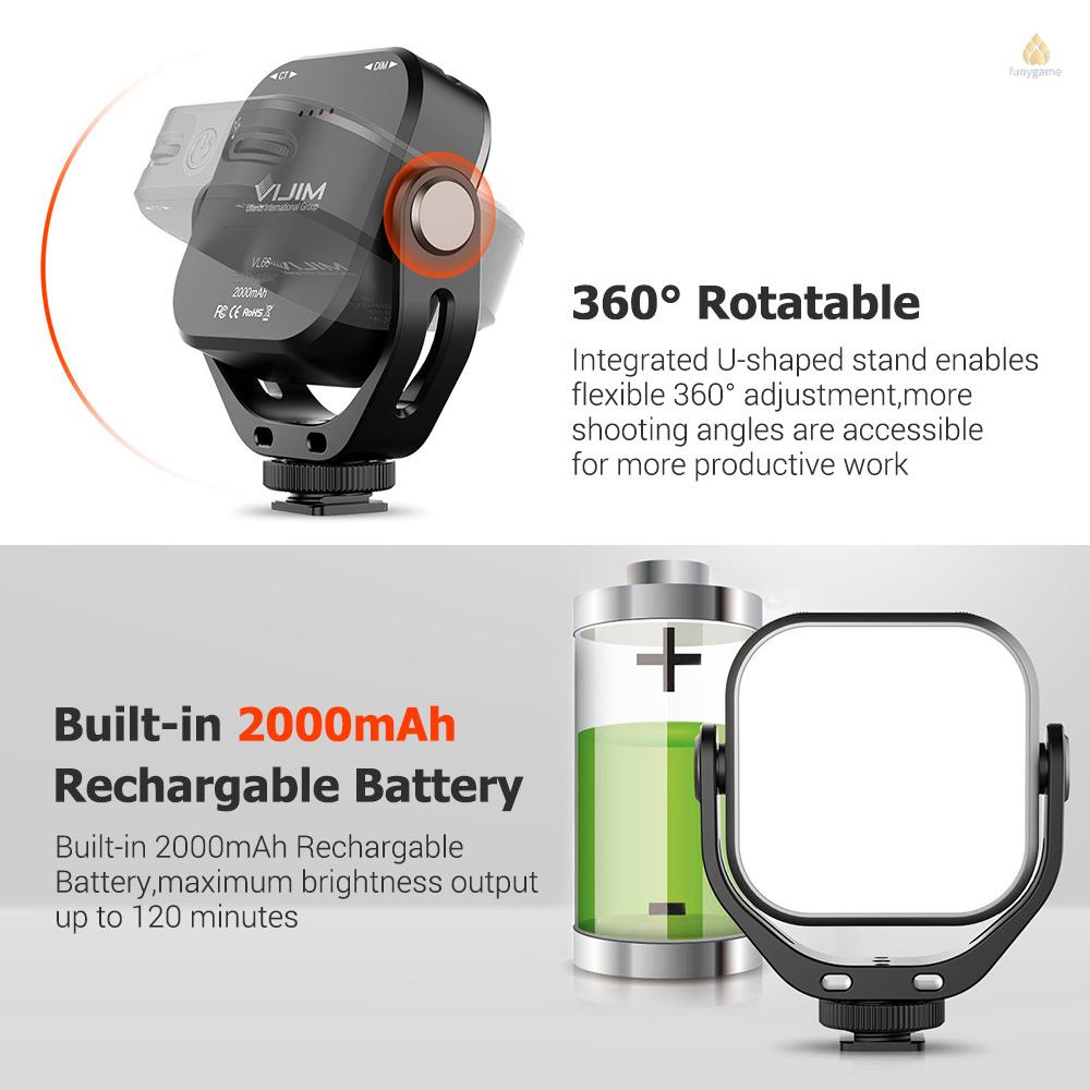 Đèn LED Mini VL66 6W CRI95 2500K-6500K 2000mAh Có Thể Sạc Lại Kèm Giá Đỡ Tiện Dụng