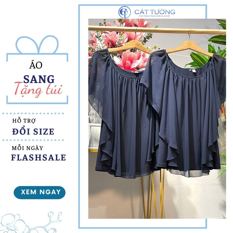 Áo kiểu xuất khẩu vải thun mát nhẹ áo sang, quà tặng cho mẹ, cho bà - Thời trang Cát Tường