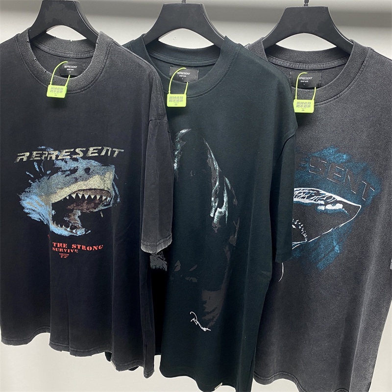 Rep-resent - Teen-tage Tee &amp; - Xu Hướng Mới Nhất Thời Trang Cổ Điển Cá Mập Giặt Nước In Họa Tiết Cổ Điển Đường Phố Cao Cấp Tay Ngắn Jrcfmhsdj