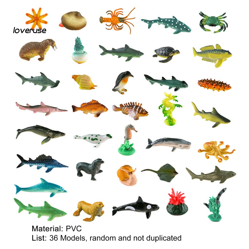 Set 36 Mô Hình Động Vật Biển Mini Xinh Xắn Cho Bé
