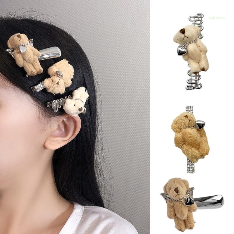 Kẹp Tóc Hình Chú Gấu Lấp Lánh Y2K