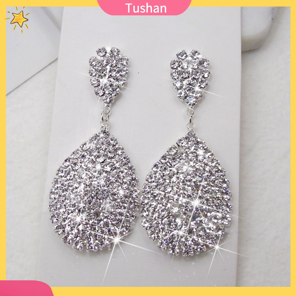 Bông Tai Hình Giọt Nước Đính Đá Thời Trang Dành Cho Nữ