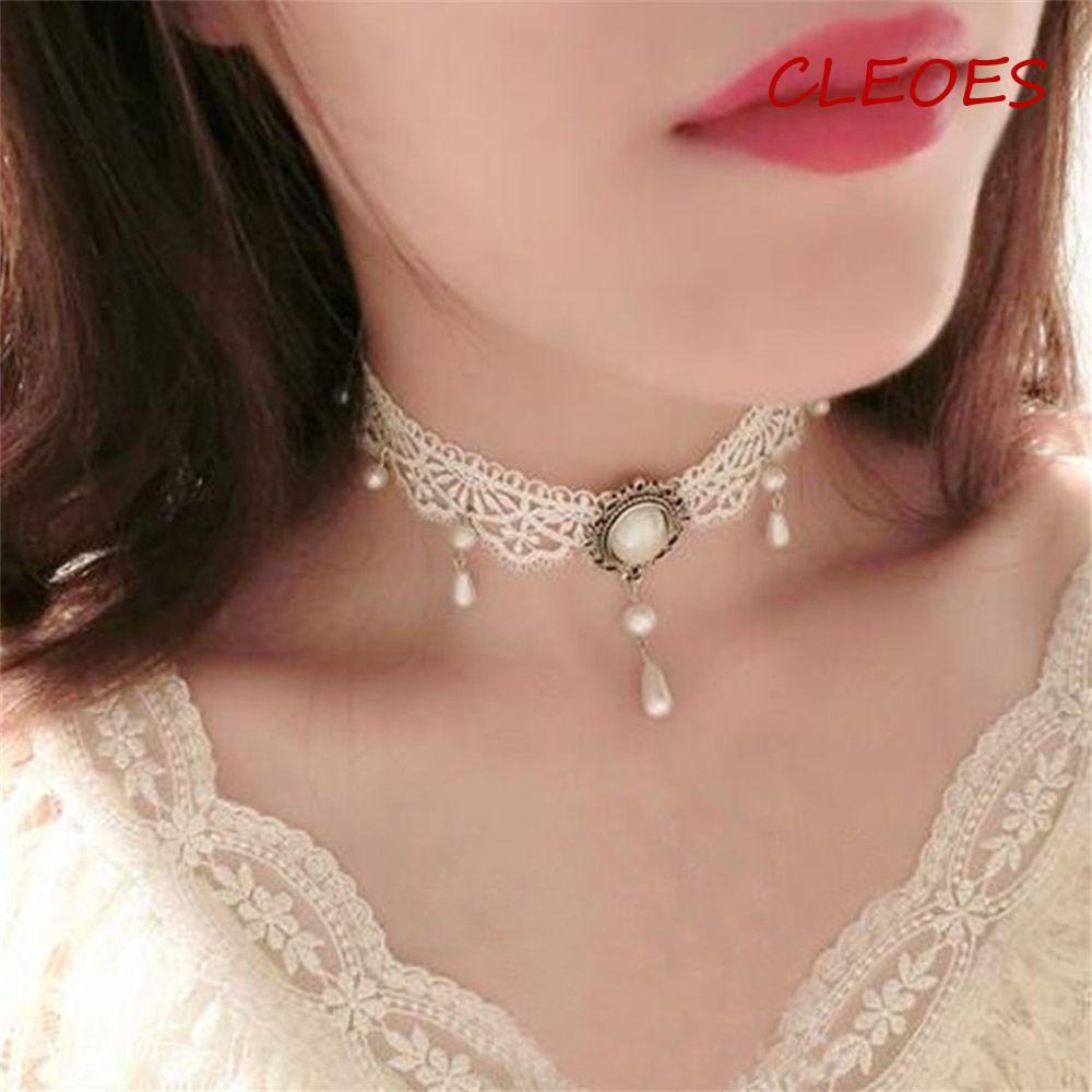 Vòng Cổ Choker Phối Ren Hoa Phong Cách Retro Thời Trang