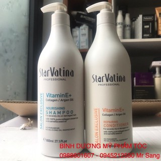 Cặp dầu gội xả dưỡng sinh siêu tái tạo StarVatina Collagen Argan Oil Vitamin E+ 800mlx2  (2026)