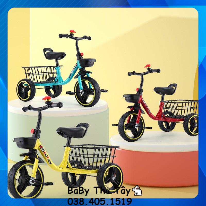 Xe đạp 3 bánh, xe đạp trẻ em có giỏ đồ lớn đằng sau đủ màu cho bé