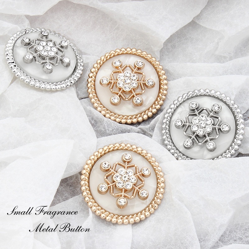 10 nút kim loại áo khoác đan áo len Cardigan thời trang vàng cao cấp tinh tế rhinestone bông tuyết quần áo nút