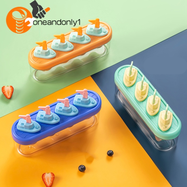 Bộ Khuôn Làm Kem Que Thủ Công Dễ Lắp Đặt Kèm 4 Que Kem Có Thể Tái Sử Dụng