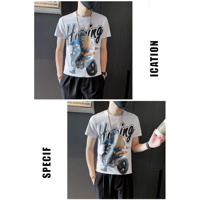 Áo Thun Cotton Tay Ngắn Cổ Tròn In Họa Tiết Hoạt Hình Thời Trang Mùa Hè Cho Nam