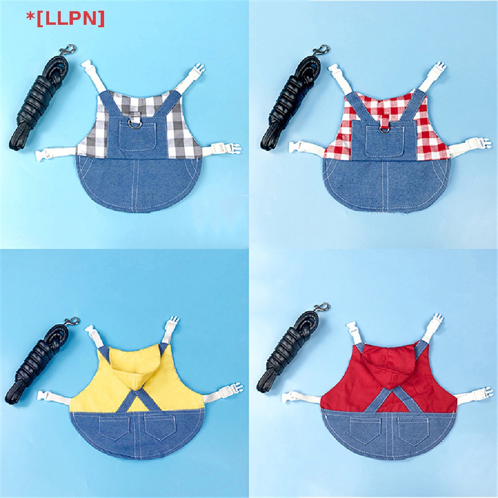 Set Áo Khoác Denim + Nón + Dây Dắt Thú Cưng Đi Dạo Xinh Xắn