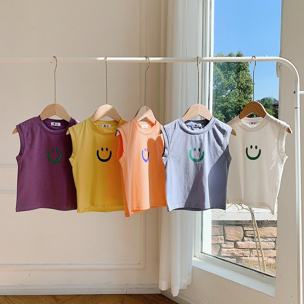 Áo ba lỗ bé trai bé gái JESSKIDS , Áo sát nách in hình miệng cười chất cotton thoáng mát Từ 7-28kg