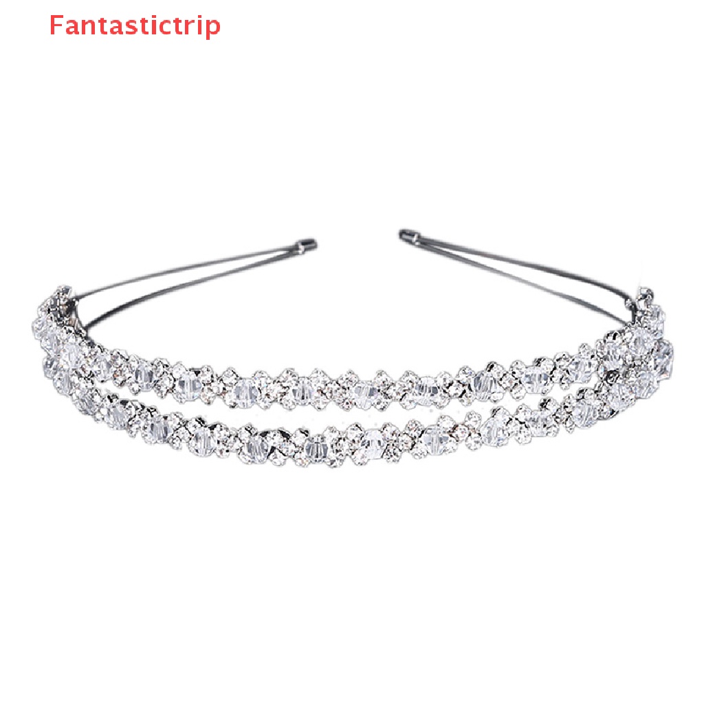 [Fantastictrip] Cài Tóc Cô Dâu Hai Lớp Pha Lê Handmade Mới