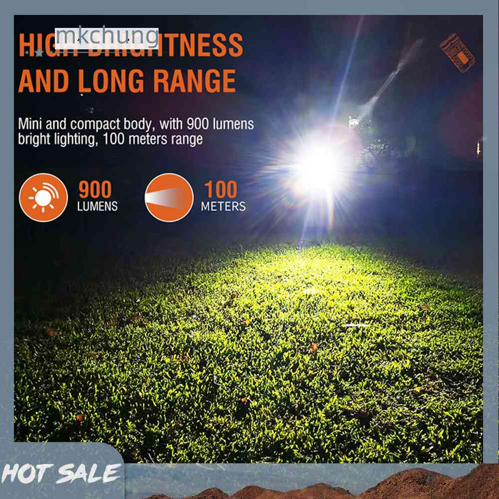 Đèn Pin LED 900lm XPG Hai Bóng Có Móc Khóa Màu Đen