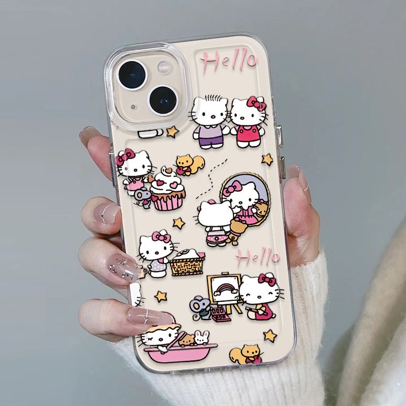 ✅Ốp Điện Thoại Dẻo Họa Tiết Hoạt Hình Hello Kitty Dễ Thương Cho iPhone14promax 12 plus7 8 11