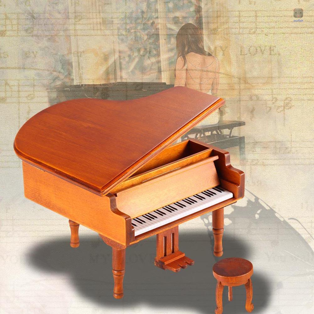 Hộp Nhạc Bằng Gỗ Hình Đàn Piano Melody Ngẫu Nhiên Cho Bé Gái