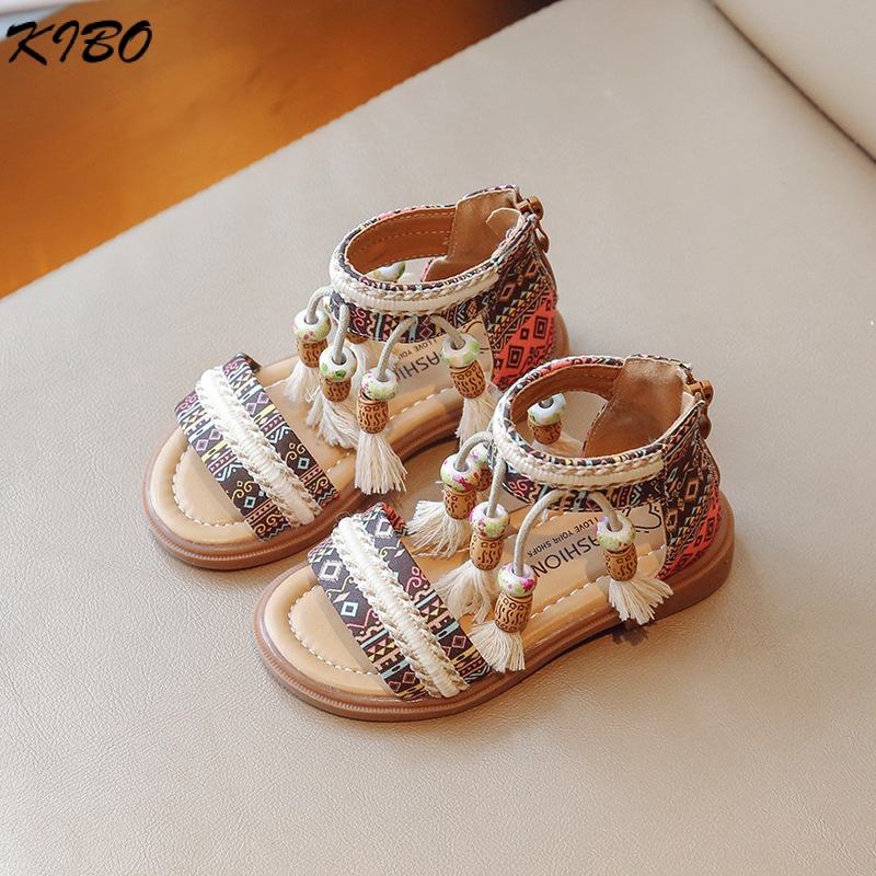 Sandal Đính Hạt Tua Rua Phong Cách Mới Cho Bé Gái