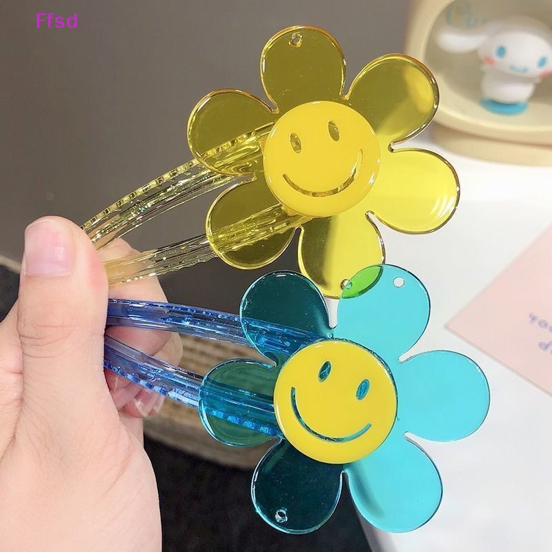 Kẹp Tóc Hình Hoa Hướng Dương Mặt Cười Bằng Acrylic Trong Suốt Thời Trang 2023 Cho Bé Gái