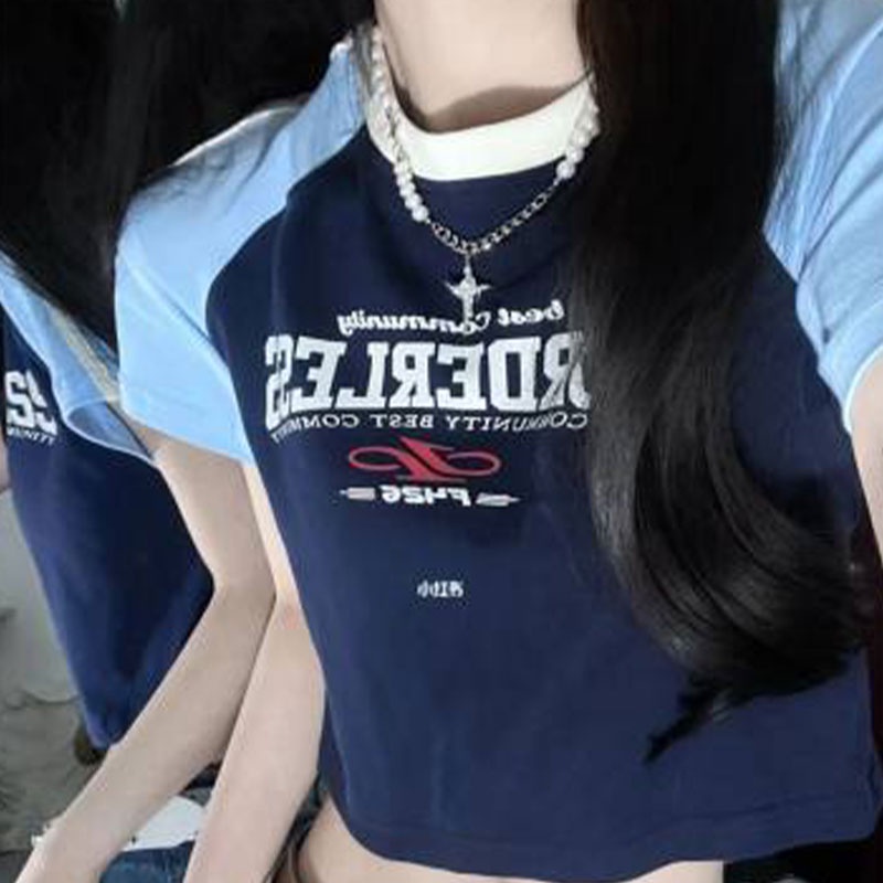 Áo Thun Lửng Tay Lửng Phong Cách Retro Thời Trang Nữ