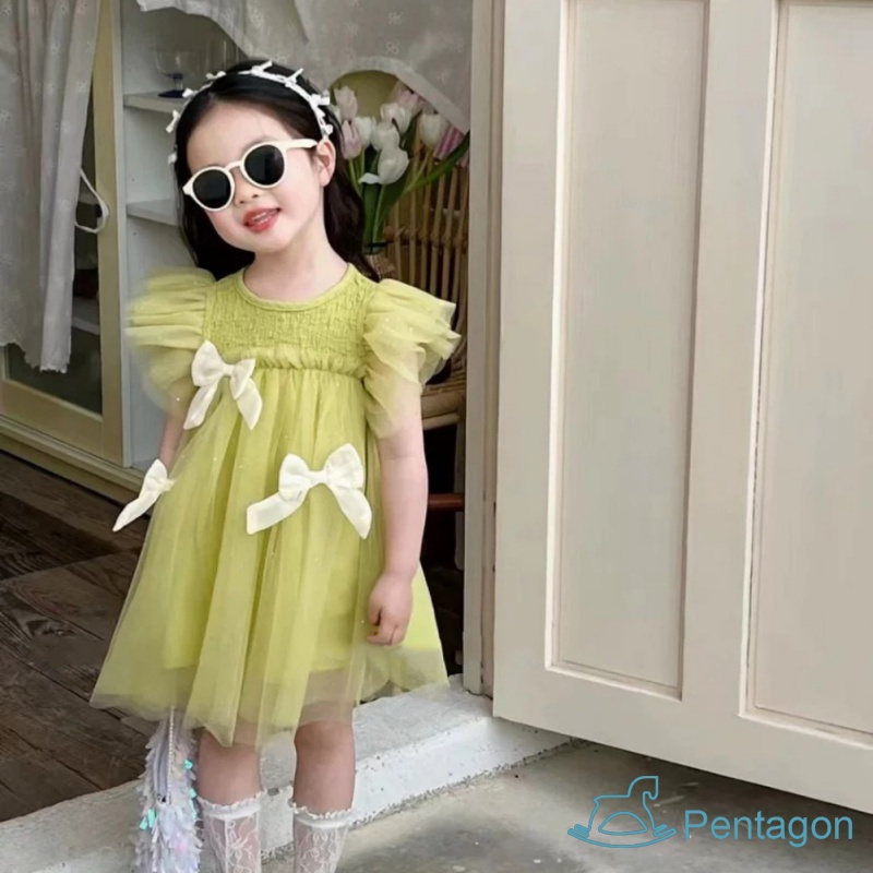 Đầm Vải Gạc Thông Thoáng Màu Xanh Lá Cây Thời Trang Mùa Hè Hàn Quốc Dễ Thương Dành Cho Bé Gái