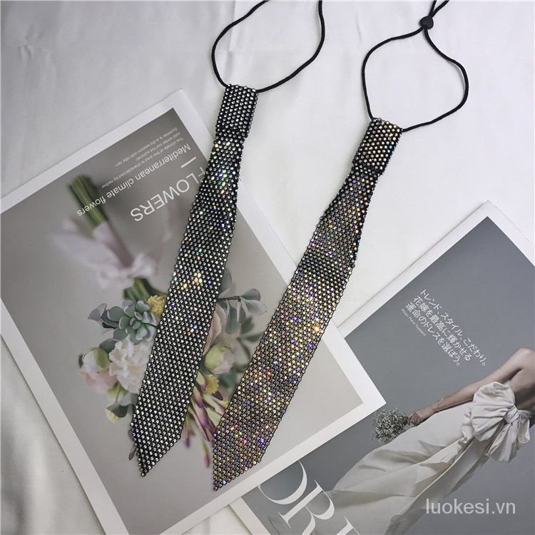 Cà Vạt Thắt Nút Nhỏ Màu Đen Đính Đá Lấp Lánh Thời Thượng Cho Nữ cxbluokesi.vn426