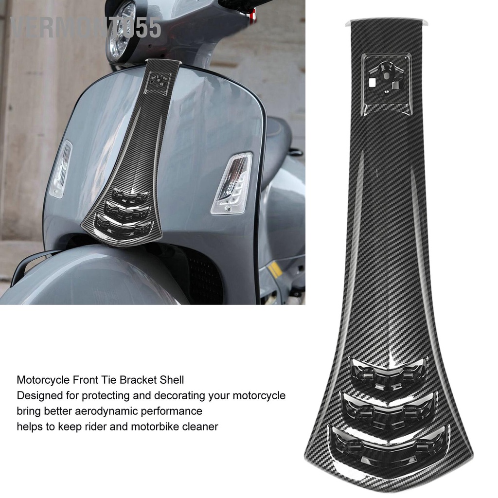 Vermont055 Vỏ Fairing Đầu Xe Máy Kiểu Sợi Carbon Giá Đỡ Cà Vạt Sừng Trước Thay Thế Cho VESPA GTS 250 300 GTV 2019‑2021