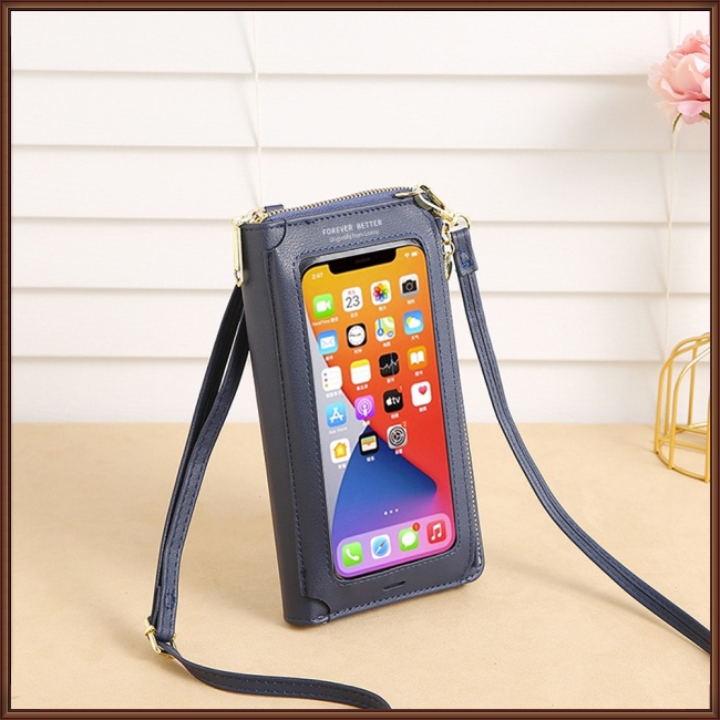 Túi Đeo Vai Mini Bằng Da Pu Nhân Tạo Trong Suốt Đựng Điện Thoại Chống Trộm Cảm Ứng Đa Năng