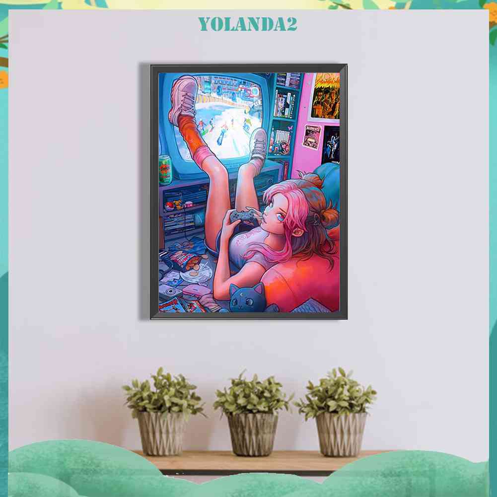 Tranh Đính Đá Kim Cương Toàn Bộ 5D DIY Hình Vẽ Cô Gái Trang Trí Nhà Cửa