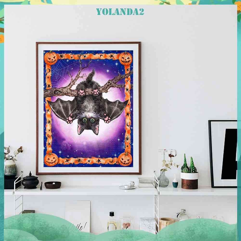 Tranh Đính Đá Kim Cương Toàn Bộ 5D DIY Hình Vẽ Mèo Dơi