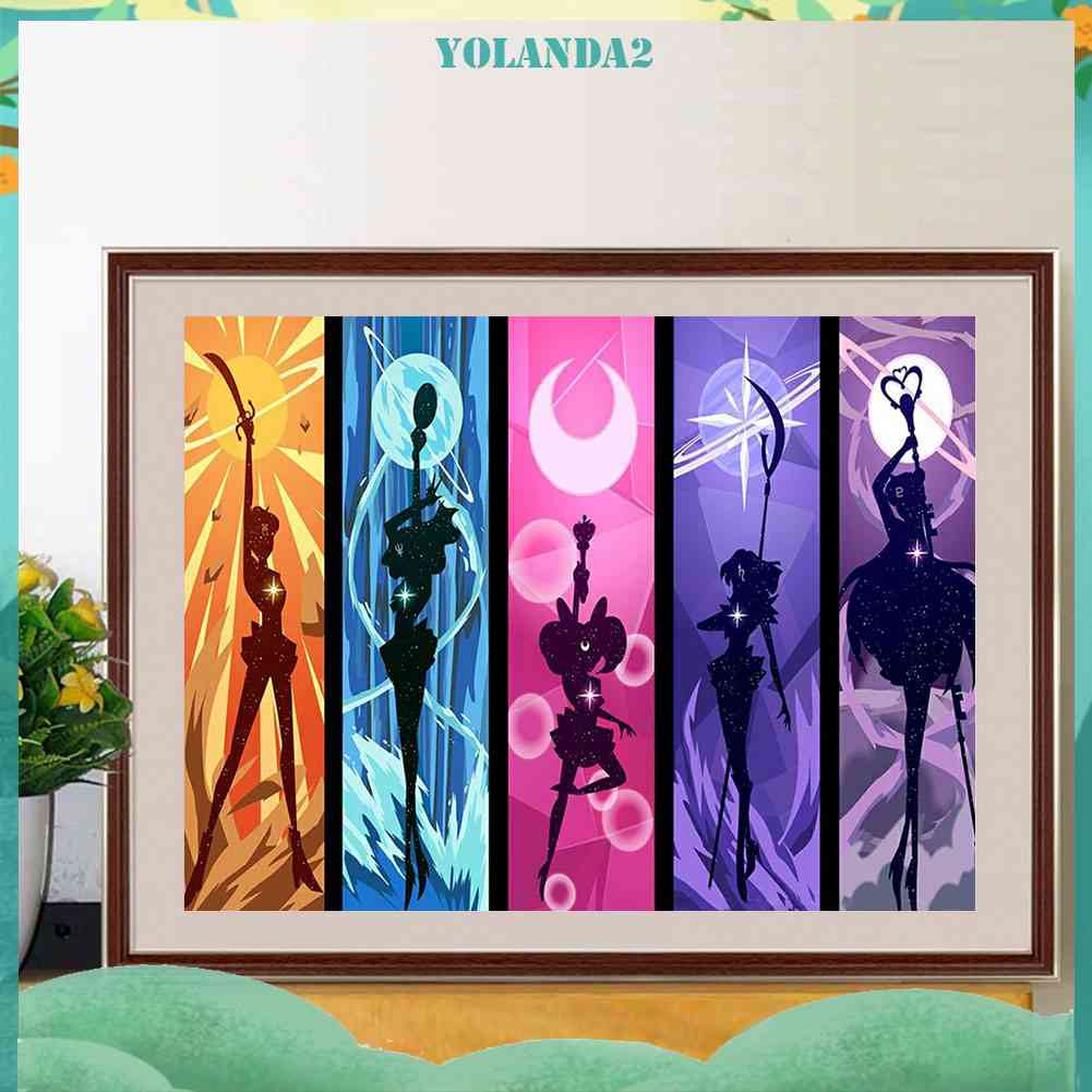 Tranh Đính Đá Kim Cương Toàn Bộ 5D DIY Hình Vẽ Thủy Thủ Mặt Trăng Dùng Trang Trí Nhà