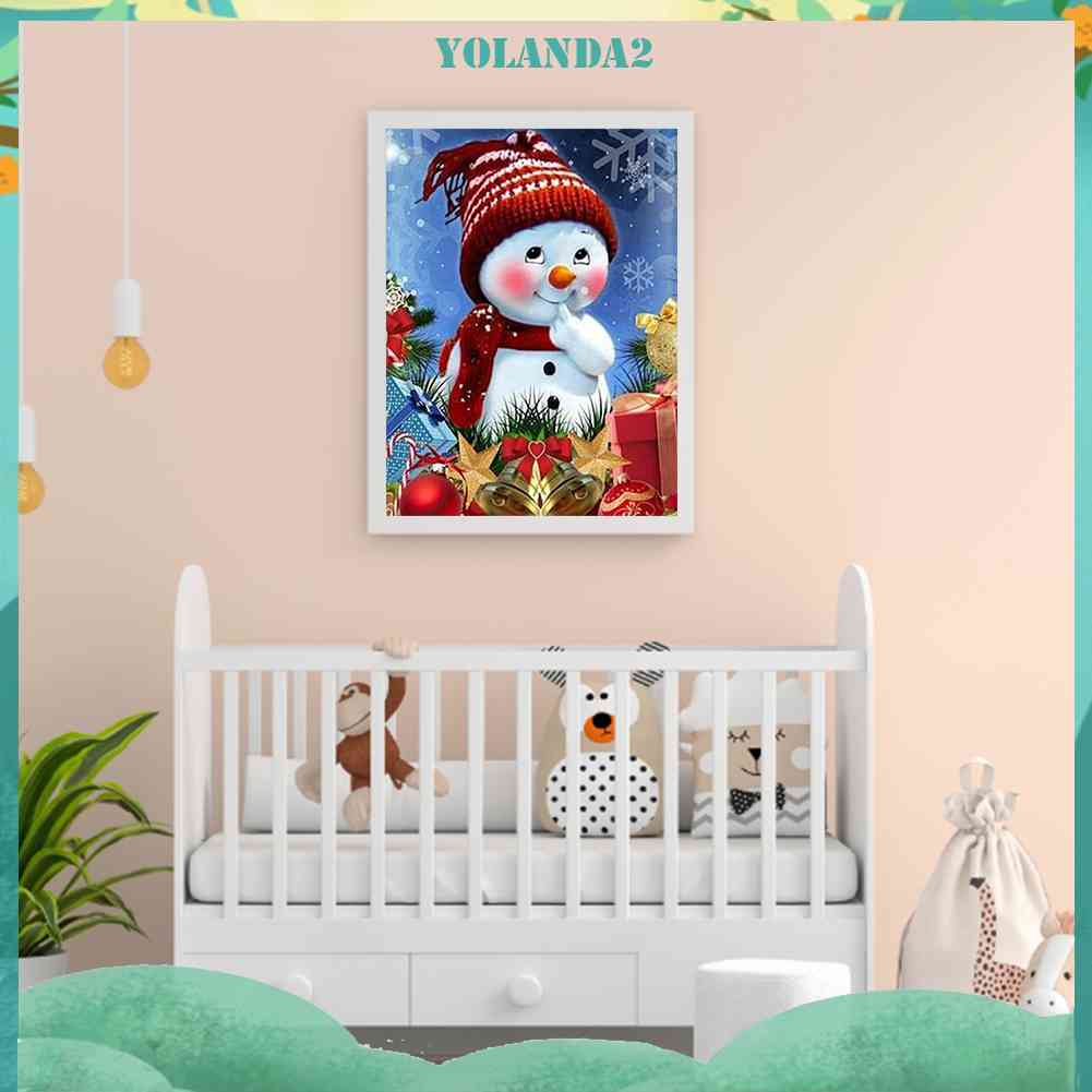 Tranh Đính Đá Kim Cương Toàn Bộ 5D DIY Hình Người Tuyết Giáng Sinh