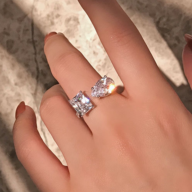 Nhẫn Hở Đính Đá Zircon Lấp Lánh Dễ Thương Có Thể Điều Chỉnh Thời Trang Cho Nữ