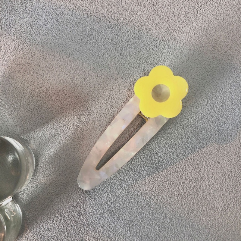 Kẹp Tóc Mỏ Vịt Bằng Acrylic Màu Sắc Tương Phản Họa Tiết Hoa Dễ Thương