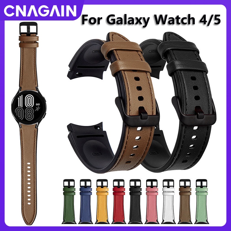 Dây Đeo Bằng Silicone + Da Cho Đồng Hồ Samsung 4 5 40mm 44mm 5 Pro 45mm Watch 4 Classic 42mm 46mm