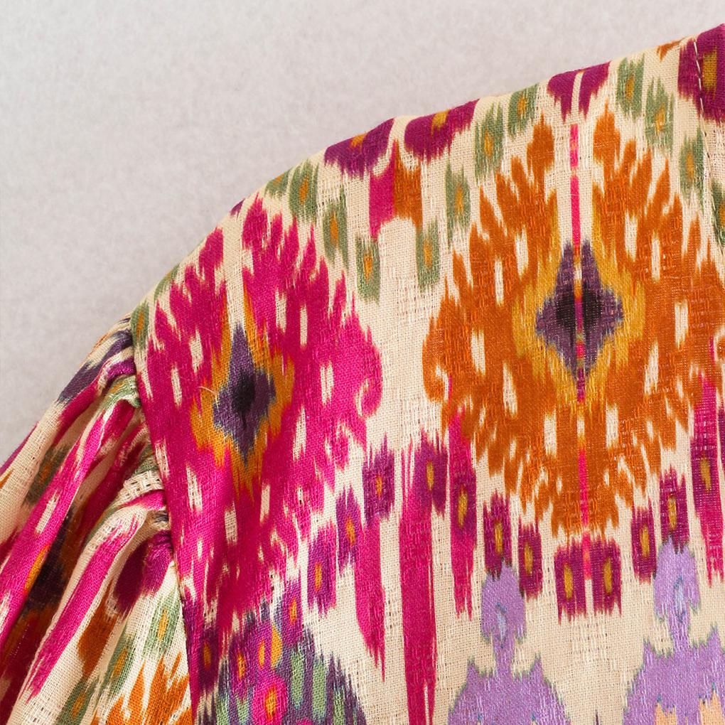 Bộ Áo In Hoa Ngắn Tay + Chân Váy Lưng Cao Thắt Nút Thời Trang Đường Phố Cho Nữ