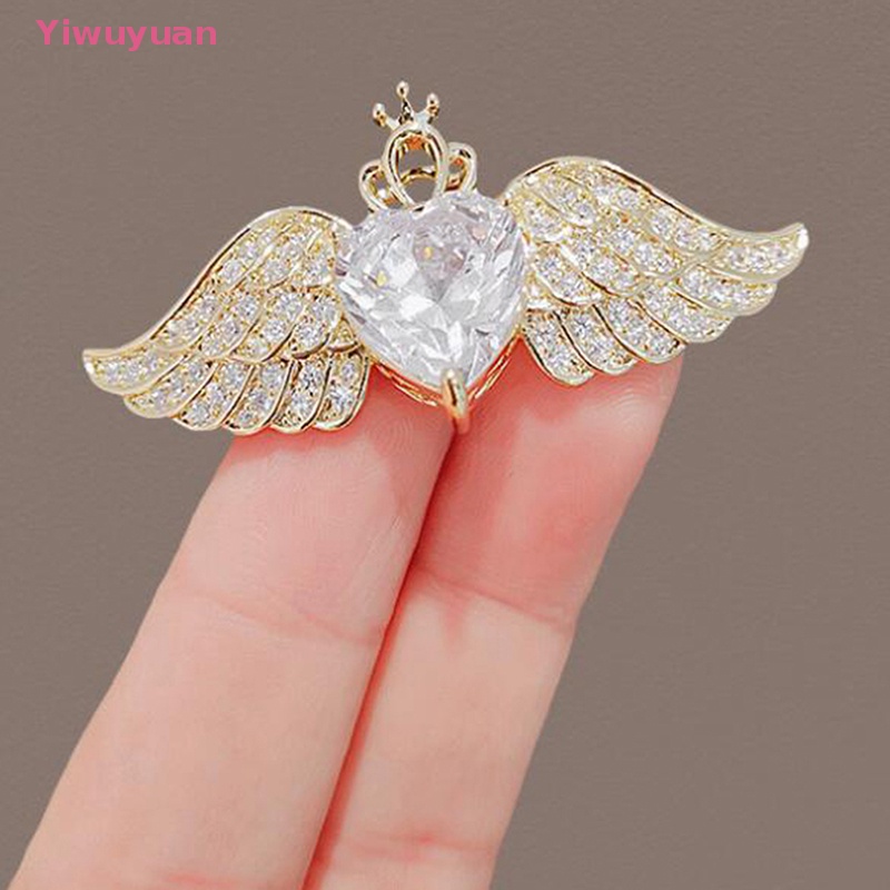 < Yiwuyuan > Ghim Cài Áo Pha Lê Hình Cánh Thiên Thần Nhỏ Tươi Mới Phù Hợp Với Tất Cả Các Trâm Cài Áo Khoác Túi X