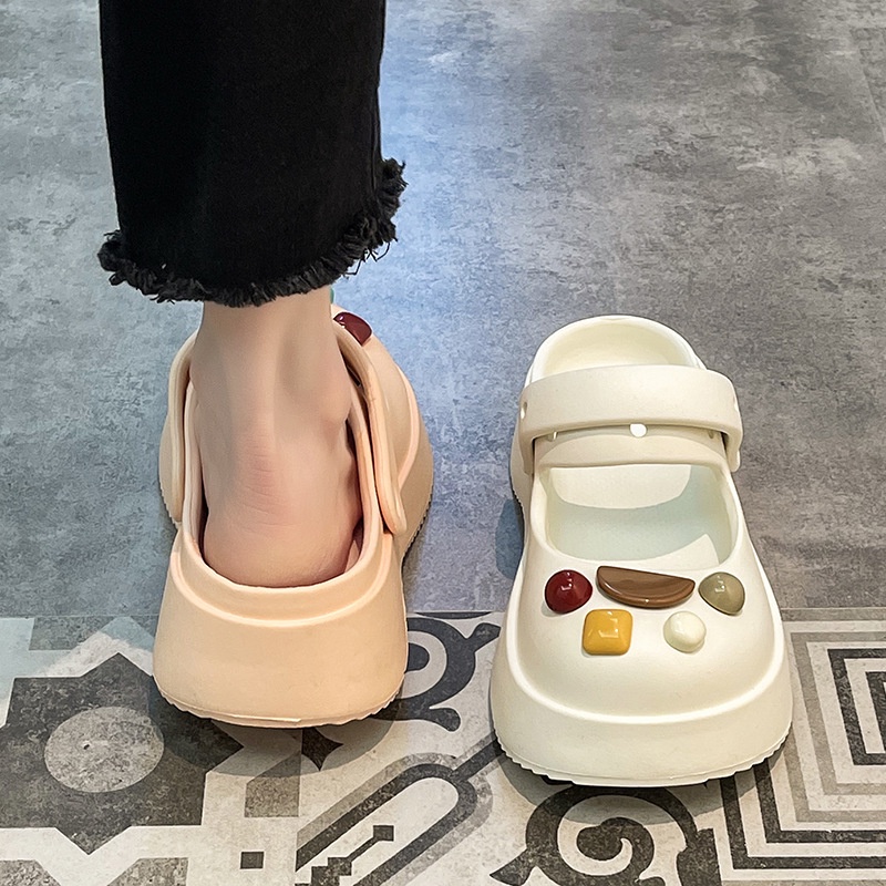 Dép Bít Mũi Đế Dày Đục Lỗ Họa Tiết Hoạt Hình Dễ Thương Thời Trang Mùa Hè Cho Nữ