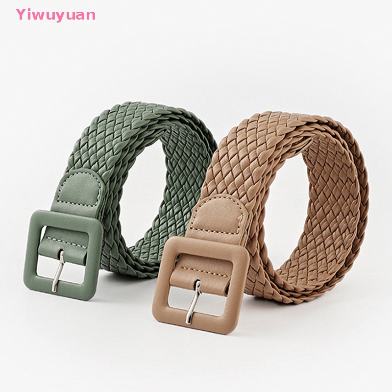 < Yiwuyuan > Thắt Lưng Dệt Khóa Vuông Màu Kẹo Đơn Giản Thời Trang Hàn Quốc Cho Nữ Trẻ Trung Mới