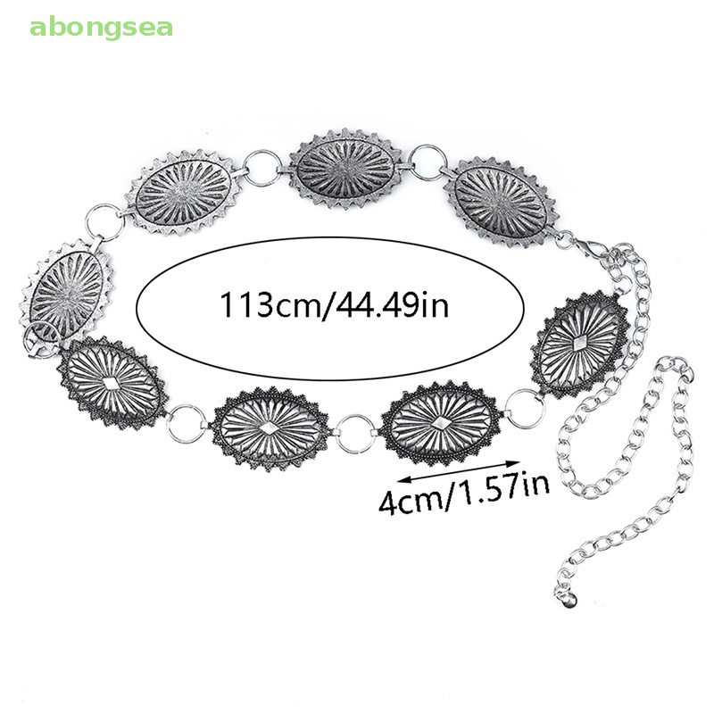 Thắt Lưng Dây Xích Kim Loại Mặt Oval Phong Cách Boho Cổ Điển Cho Nữ